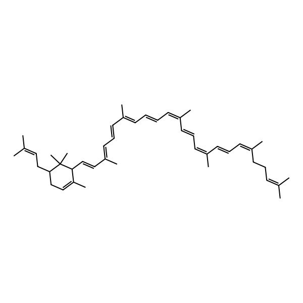 2D Structure of 6-(3,7,12,16,20,24-Hexamethylpentacosa-1,3,5,7,9,11,13,15,17,19,23-undecaenyl)-1,5,5-trimethyl-4-(3-methylbut-2-enyl)cyclohexene