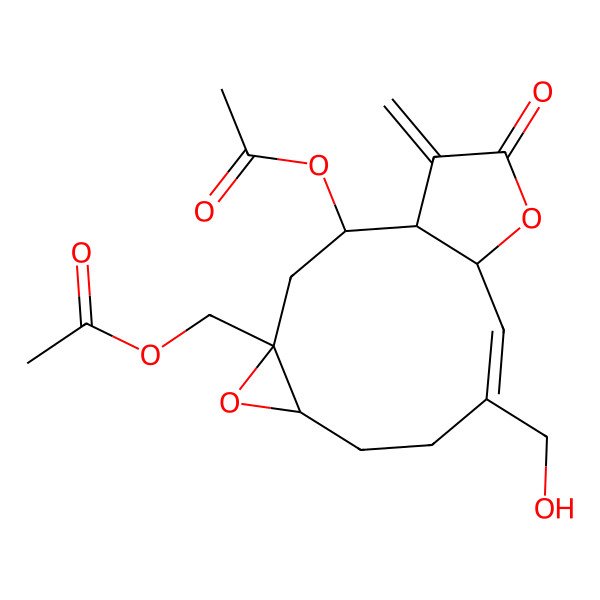 2D Structure of [(1R,2S,4R,6R,9Z,11R)-2-acetyloxy-9-(hydroxymethyl)-14-methylidene-13-oxo-5,12-dioxatricyclo[9.3.0.04,6]tetradec-9-en-4-yl]methyl acetate