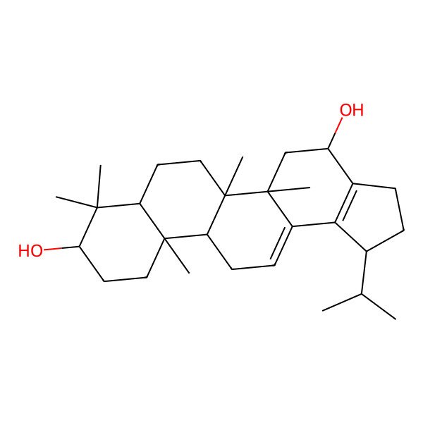 2D Structure of 5a,5b,8,8,11a-pentamethyl-1-propan-2-yl-2,3,4,5,6,7,7a,9,10,11,11b,12-dodecahydro-1H-cyclopenta[a]chrysene-4,9-diol