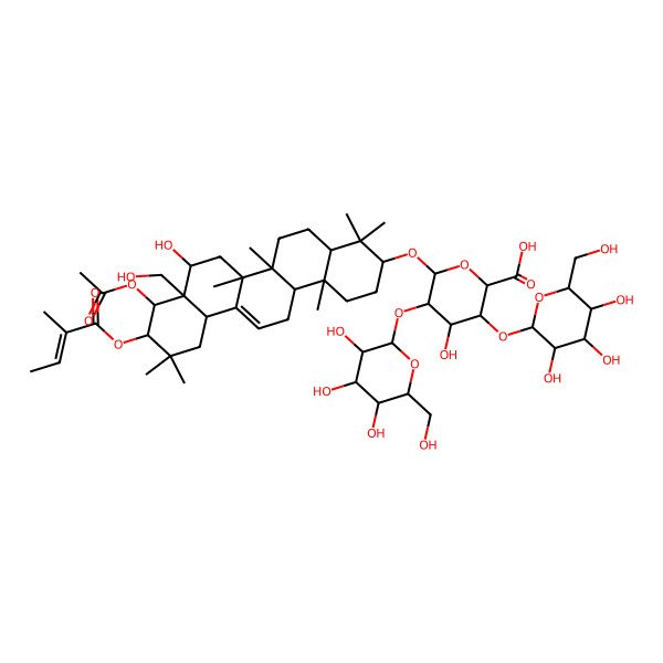 2D Structure of (3beta,16alpha,21beta,22alpha)-22-(Acetyloxy)-16,28-dihydroxy-21-[[(2E)-2-methyl-1-oxo-2-buten-1-yl]oxy]olean-12-en-3-yl O-beta-D-galactopyranosyl-(1-->2)-O-[beta-D-glucopyranosyl-(1-->4)]-beta-D-glucopyranosiduronic acid