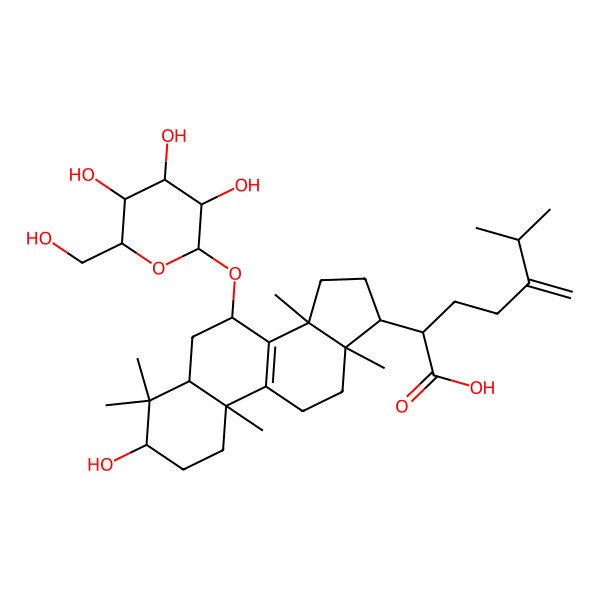 2D Structure of 2-[3-hydroxy-4,4,10,13,14-pentamethyl-7-[3,4,5-trihydroxy-6-(hydroxymethyl)oxan-2-yl]oxy-2,3,5,6,7,11,12,15,16,17-decahydro-1H-cyclopenta[a]phenanthren-17-yl]-6-methyl-5-methylideneheptanoic acid