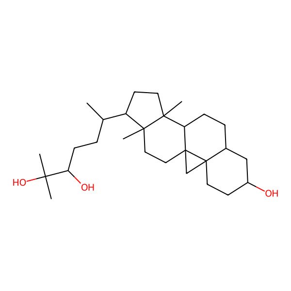 2D Structure of 6-(6-Hydroxy-12,16-dimethyl-15-pentacyclo[9.7.0.01,3.03,8.012,16]octadecanyl)-2-methylheptane-2,3-diol