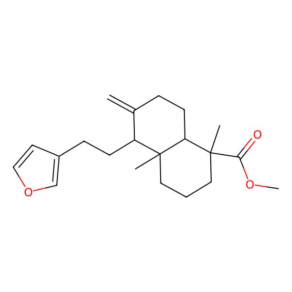 2D Structure of methyl (1S,4aS,5R,8aS)-5-[2-(furan-3-yl)ethyl]-1,4a-dimethyl-6-methylidene-3,4,5,7,8,8a-hexahydro-2H-naphthalene-1-carboxylate