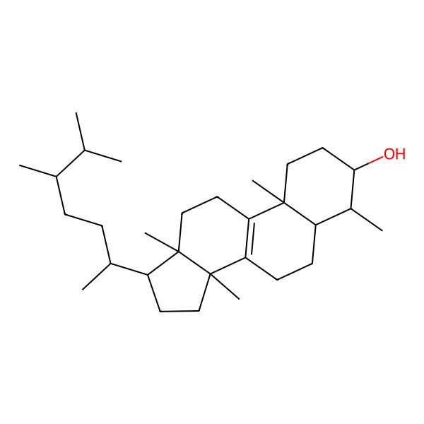 2D Structure of (3S,4S,5R,10S,13R,14R,17R)-17-[(2R,5S)-5,6-dimethylheptan-2-yl]-4,10,13,14-tetramethyl-1,2,3,4,5,6,7,11,12,15,16,17-dodecahydrocyclopenta[a]phenanthren-3-ol