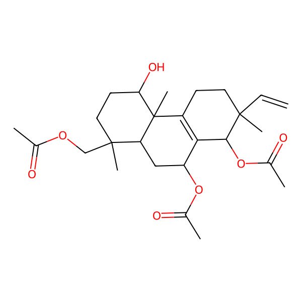 2D Structure of [(1R,4S,4aS,7R,8S,9R,10aS)-8,9-diacetyloxy-7-ethenyl-4-hydroxy-1,4a,7-trimethyl-3,4,5,6,8,9,10,10a-octahydro-2H-phenanthren-1-yl]methyl acetate