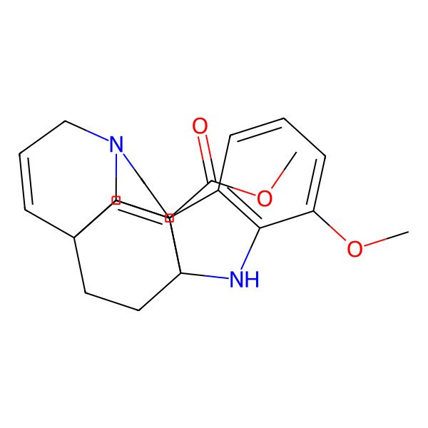 2D Structure of methyl (1S,9R,16S,21S)-4-methoxy-2,12-diazahexacyclo[14.2.2.19,12.01,9.03,8.016,21]henicosa-3(8),4,6,14,17-pentaene-18-carboxylate