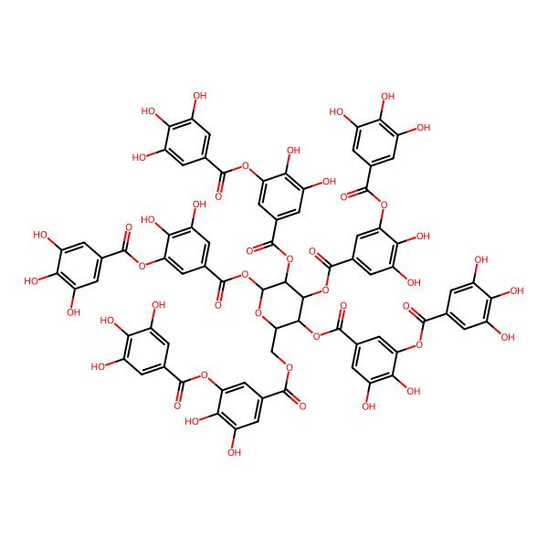 2D Structure of [2,3-dihydroxy-5-[[(2R,3R,4R,5R,6S)-3,4,5,6-tetrakis[[3,4-dihydroxy-5-(3,4,5-trihydroxybenzoyl)oxybenzoyl]oxy]oxan-2-yl]methoxycarbonyl]phenyl] 3,4,5-trihydroxybenzoate