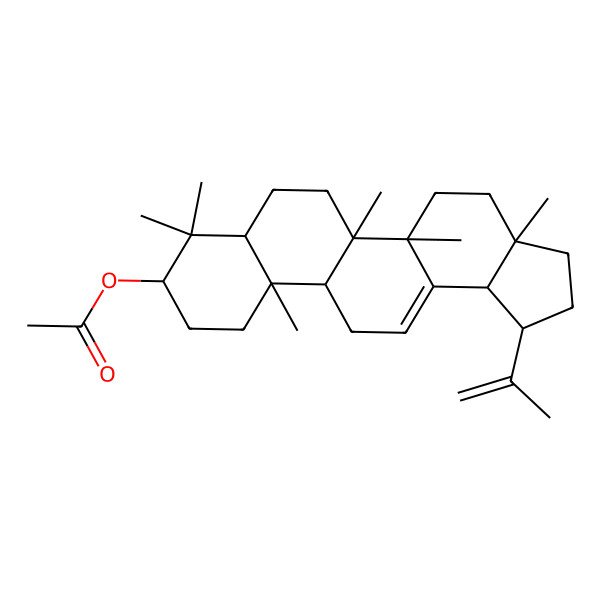 2D Structure of [(1R,3aR,5aS,5bR,7aR,9S,11aR,11bR,13bS)-3a,5a,5b,8,8,11a-hexamethyl-1-prop-1-en-2-yl-1,2,3,4,5,6,7,7a,9,10,11,11b,12,13b-tetradecahydrocyclopenta[a]chrysen-9-yl] acetate