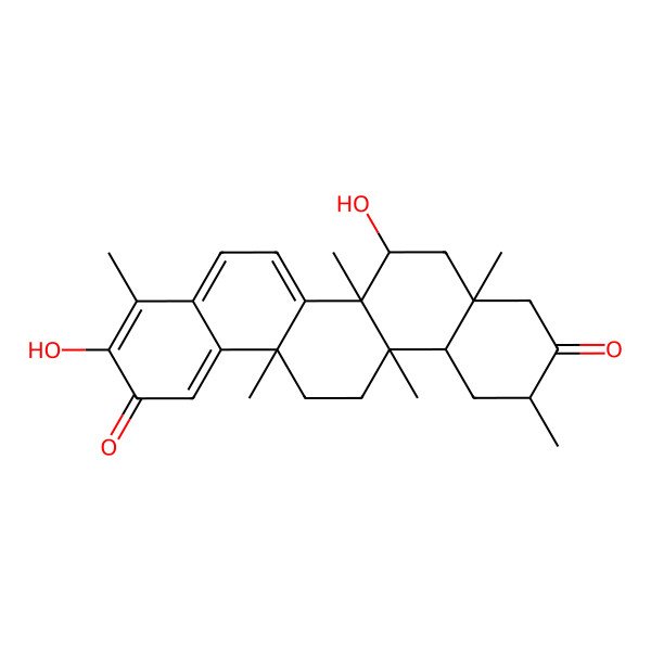 2D Structure of (6aS,6bS,7S,8aS,11R,12aR,14aS)-3,7-dihydroxy-4,6a,6b,8a,11,14a-hexamethyl-7,8,9,11,12,12a,13,14-octahydropicene-2,10-dione