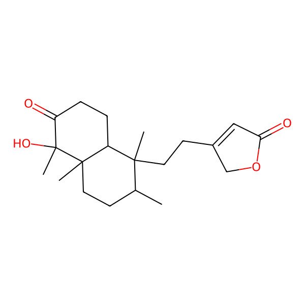 2D Structure of 3-[2-[(1S,2R,4aS,5R,8aR)-5-hydroxy-1,2,4a,5-tetramethyl-6-oxo-2,3,4,7,8,8a-hexahydronaphthalen-1-yl]ethyl]-2H-furan-5-one