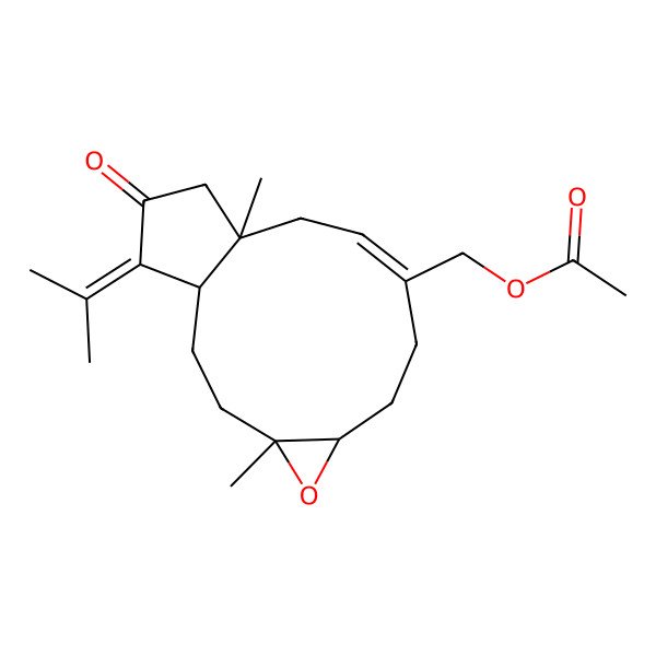 2D Structure of [(1S,4S,6S,12R)-4,12-dimethyl-14-oxo-15-propan-2-ylidene-5-oxatricyclo[10.3.0.04,6]pentadec-9-en-9-yl]methyl acetate