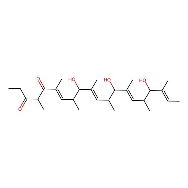 2D Structure of (6E,8S,9S,10E,12S,13S,14E,16S,17S,18E)-9,13,17-trihydroxy-4,6,8,10,12,14,16,18-octamethylicosa-6,10,14,18-tetraene-3,5-dione