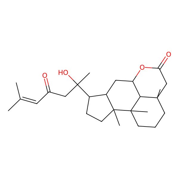 2D Structure of 13-(2-Hydroxy-6-methyl-4-oxohept-5-en-2-yl)-5,9,10-trimethyl-2-oxatetracyclo[7.6.1.05,16.010,14]hexadecan-3-one