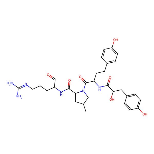 2D Structure of N-[5-(diaminomethylideneamino)-1-oxopentan-2-yl]-1-[2-[[2-hydroxy-3-(4-hydroxyphenyl)propanoyl]amino]-4-(4-hydroxyphenyl)butanoyl]-4-methylpyrrolidine-2-carboxamide