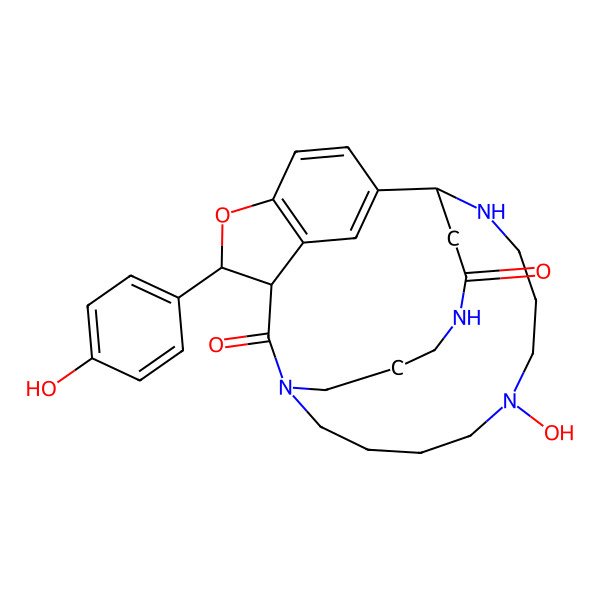 2D Structure of (11S,17S,18S)-6-hydroxy-17-(4-hydroxyphenyl)-16-oxa-1,6,10,23-tetrazatetracyclo[9.8.6.212,15.014,18]heptacosa-12,14,26-triene-19,24-dione