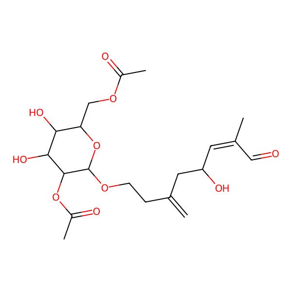 2D Structure of [5-Acetyloxy-3,4-dihydroxy-6-(5-hydroxy-7-methyl-3-methylidene-8-oxooct-6-enoxy)oxan-2-yl]methyl acetate
