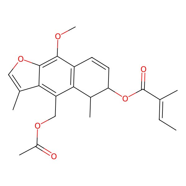 2D Structure of [4-(Acetyloxymethyl)-9-methoxy-3,5-dimethyl-5,6-dihydrobenzo[f][1]benzofuran-6-yl] 2-methylbut-2-enoate