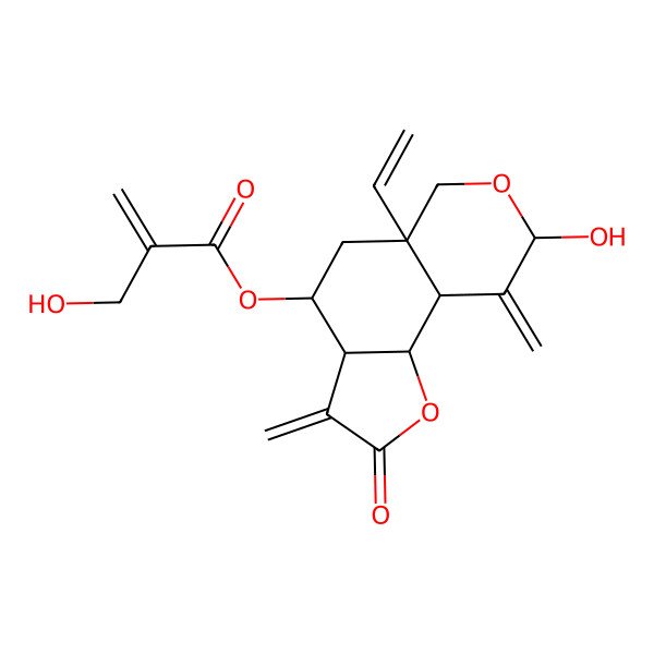 2D Structure of (5a-Ethenyl-8-hydroxy-3,9-dimethylidene-2-oxo-3a,4,5,6,9a,9b-hexahydrofuro[2,3-f]isochromen-4-yl) 2-(hydroxymethyl)prop-2-enoate