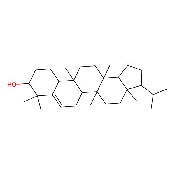 2D Structure of (3R,3aR,5aR,5bR,9S,11aS,11bS,13aR,13bR)-3a,5a,8,8,11b,13a-hexamethyl-3-propan-2-yl-1,2,3,4,5,5b,6,9,10,11,11a,12,13,13b-tetradecahydrocyclopenta[a]chrysen-9-ol
