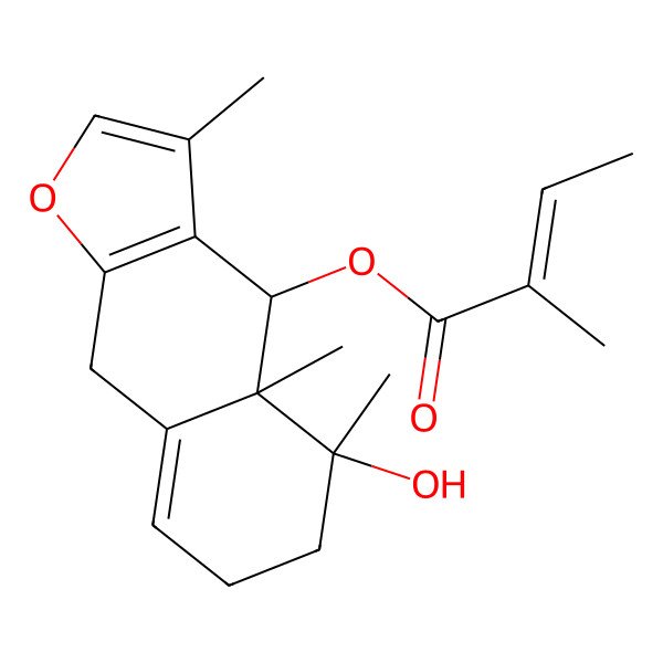 2D Structure of [(4R,4aR,5R)-5-hydroxy-3,4a,5-trimethyl-4,6,7,9-tetrahydrobenzo[f][1]benzofuran-4-yl] (E)-2-methylbut-2-enoate