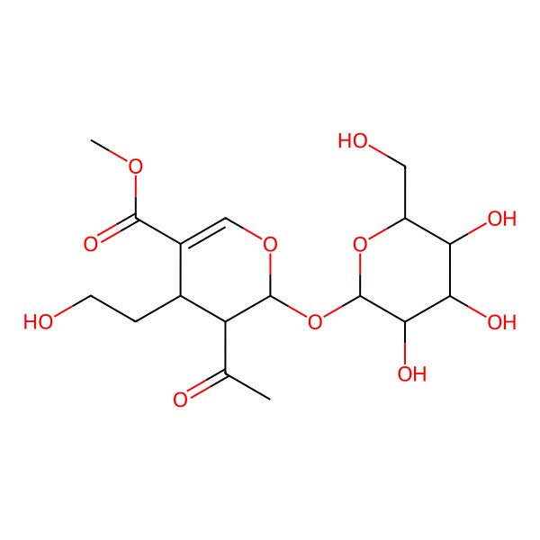 2D Structure of methyl 3-acetyl-4-(2-hydroxyethyl)-2-[3,4,5-trihydroxy-6-(hydroxymethyl)oxan-2-yl]oxy-3,4-dihydro-2H-pyran-5-carboxylate