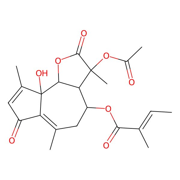 2D Structure of [(3S,3aR,4S,9aS,9bR)-3-acetyloxy-9a-hydroxy-3,6,9-trimethyl-2,7-dioxo-3a,4,5,9b-tetrahydroazuleno[4,5-b]furan-4-yl] (Z)-2-methylbut-2-enoate