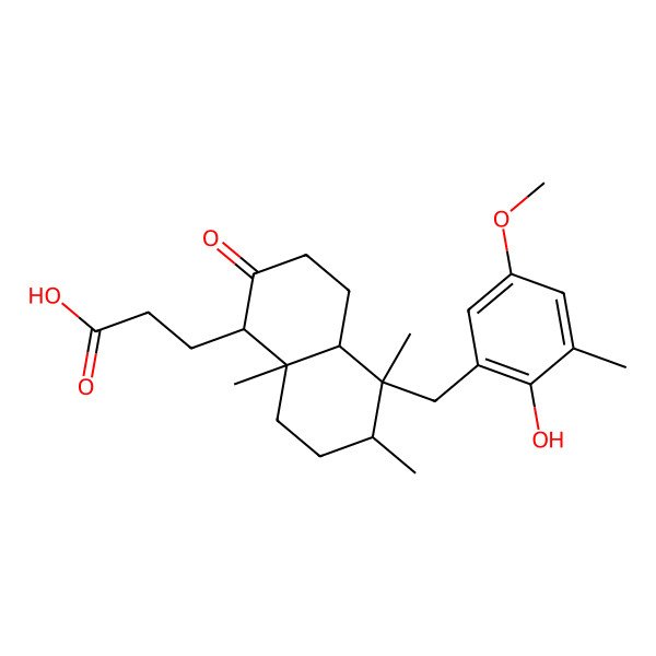 2D Structure of 3-[5-[(2-hydroxy-5-methoxy-3-methylphenyl)methyl]-5,6,8a-trimethyl-2-oxo-3,4,4a,6,7,8-hexahydro-1H-naphthalen-1-yl]propanoic acid