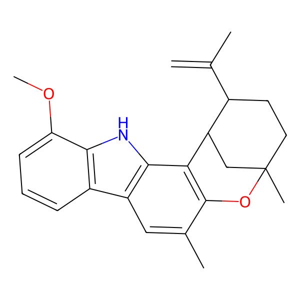 2D Structure of 6-Methoxy-13,16-dimethyl-19-prop-1-en-2-yl-15-oxa-4-azapentacyclo[14.3.1.02,14.03,11.05,10]icosa-2(14),3(11),5(10),6,8,12-hexaene