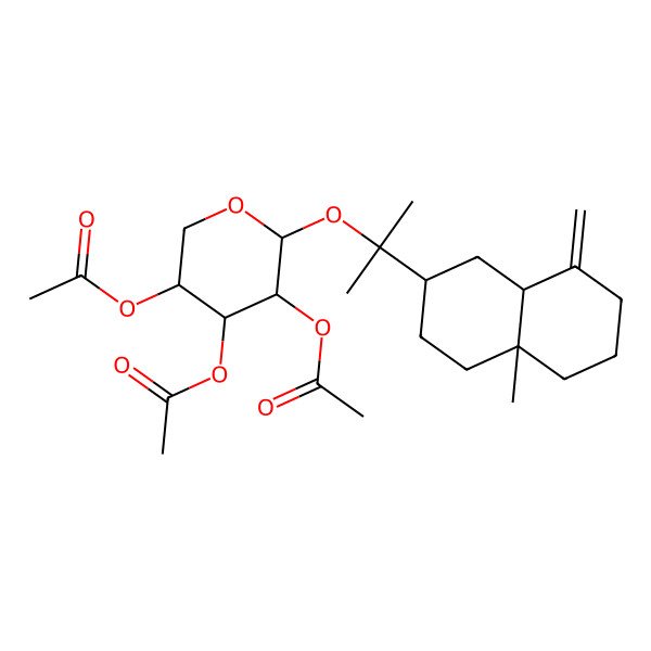 2D Structure of [(3R,4S,5R,6S)-6-[2-[(2R,4aR,8aS)-4a-methyl-8-methylidene-1,2,3,4,5,6,7,8a-octahydronaphthalen-2-yl]propan-2-yloxy]-4,5-diacetyloxyoxan-3-yl] acetate