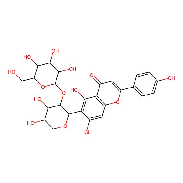 2D Structure of 6-[(2R,3R,4S,5S)-4,5-dihydroxy-3-[(2S,3R,4S,5S,6R)-3,4,5-trihydroxy-6-(hydroxymethyl)oxan-2-yl]oxyoxan-2-yl]-5,7-dihydroxy-2-(4-hydroxyphenyl)chromen-4-one