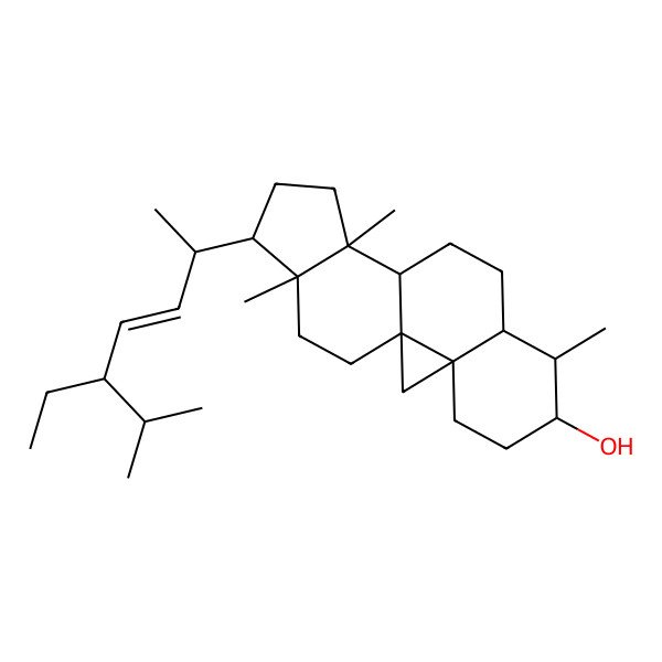 2D Structure of 15-(5-Ethyl-6-methylhept-3-en-2-yl)-7,12,16-trimethylpentacyclo[9.7.0.01,3.03,8.012,16]octadecan-6-ol