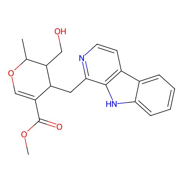 2D Structure of methyl (2S,3S,4S)-3-(hydroxymethyl)-2-methyl-4-(9H-pyrido[3,4-b]indol-1-ylmethyl)-3,4-dihydro-2H-pyran-5-carboxylate
