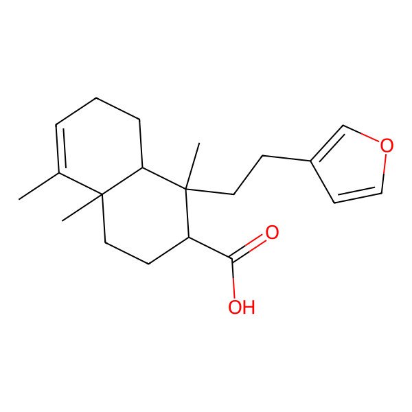 2D Structure of (1S,2R,4aR,8aR)-1-[2-(furan-3-yl)ethyl]-1,4a,5-trimethyl-2,3,4,7,8,8a-hexahydronaphthalene-2-carboxylic acid