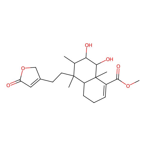 2D Structure of methyl (4aR,5R,6S,7S,8R,8aR)-7,8-dihydroxy-5,6,8a-trimethyl-5-[2-(5-oxo-2H-furan-3-yl)ethyl]-3,4,4a,6,7,8-hexahydronaphthalene-1-carboxylate