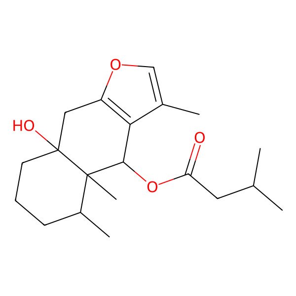 2D Structure of [(4S,4aS,5S,8aS)-8a-hydroxy-3,4a,5-trimethyl-4,5,6,7,8,9-hexahydrobenzo[f][1]benzofuran-4-yl] 3-methylbutanoate