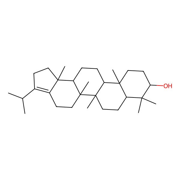 2D Structure of (5aR,5bR,7aS,9R,11aR,11bR,13aS,13bR)-5a,5b,8,8,11a,13b-hexamethyl-3-propan-2-yl-1,2,4,5,6,7,7a,9,10,11,11b,12,13,13a-tetradecahydrocyclopenta[a]chrysen-9-ol