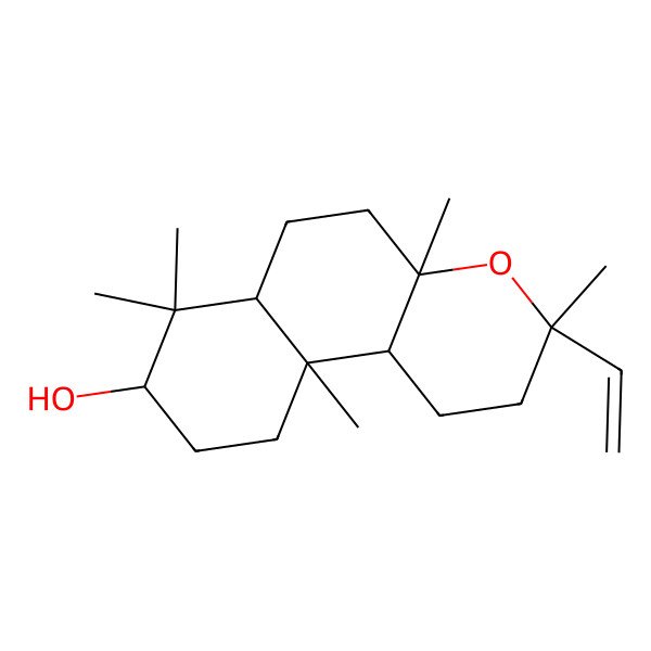 2D Structure of (3R,4aR,6aR,8R,10aS,10bR)-3-ethenyl-3,4a,7,7,10a-pentamethyl-2,5,6,6a,8,9,10,10b-octahydro-1H-benzo[f]chromen-8-ol
