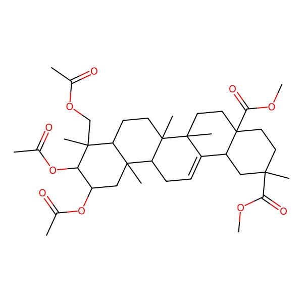 2D Structure of Dimethyl 10,11-diacetyloxy-9-(acetyloxymethyl)-2,6a,6b,9,12a-pentamethyl-1,3,4,5,6,6a,7,8,8a,10,11,12,13,14b-tetradecahydropicene-2,4a-dicarboxylate