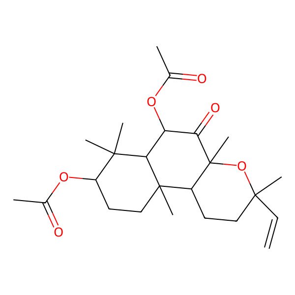 2D Structure of [(3R,4aS,6R,6aS,8S,10aS,10bR)-6-acetyloxy-3-ethenyl-3,4a,7,7,10a-pentamethyl-5-oxo-1,2,6,6a,8,9,10,10b-octahydrobenzo[f]chromen-8-yl] acetate