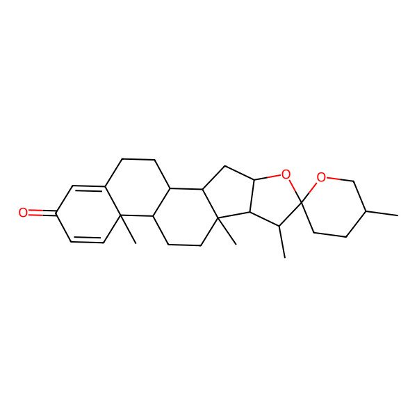 2D Structure of (5'R,6R,7S,9S,13R)-5',7,9,13-tetramethylspiro[5-oxapentacyclo[10.8.0.02,9.04,8.013,18]icosa-14,17-diene-6,2'-oxane]-16-one