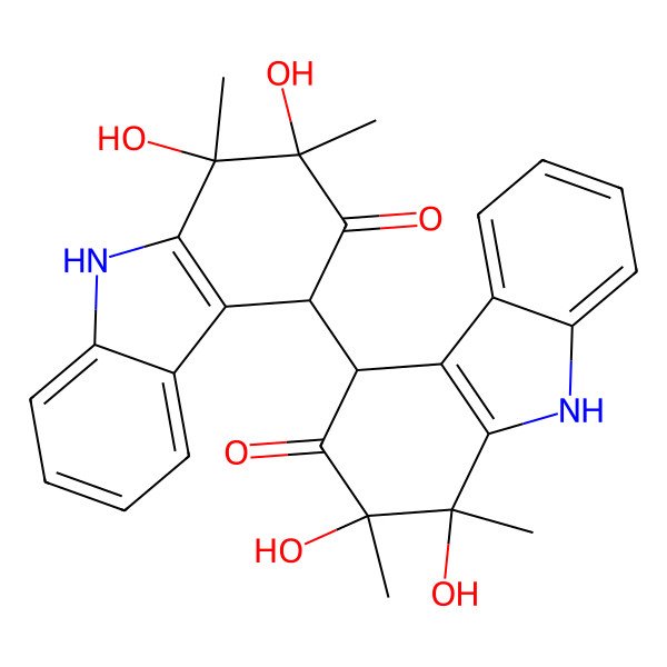 2D Structure of 4-(1,2-Dihydroxy-1,2-dimethyl-3-oxo-4,9-dihydrocarbazol-4-yl)-1,2-dihydroxy-1,2-dimethyl-4,9-dihydrocarbazol-3-one