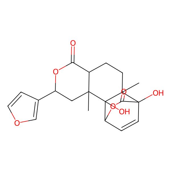 2D Structure of 5-(Furan-3-yl)-2,12-dihydroxy-3,11-dimethyl-6,14-dioxatetracyclo[10.2.2.02,11.03,8]hexadec-15-ene-7,13-dione