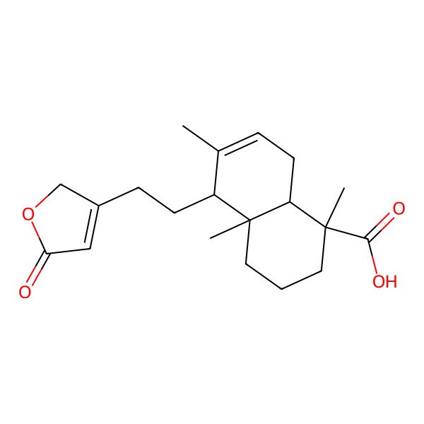 2D Structure of (1S,4aR,5S,8aR)-1,4a,6-trimethyl-5-[2-(5-oxo-2H-furan-3-yl)ethyl]-2,3,4,5,8,8a-hexahydronaphthalene-1-carboxylic acid