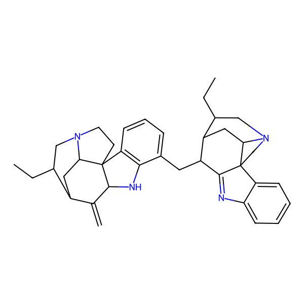 2D Structure of 12-Ethyl-6-[(12-ethyl-8,14-diazapentacyclo[9.5.2.01,9.02,7.014,17]octadeca-2,4,6,8-tetraen-10-yl)methyl]-10-methylidene-8,14-diazapentacyclo[9.5.2.01,9.02,7.014,17]octadeca-2,4,6-triene