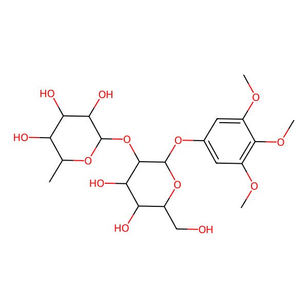 2D Structure of (2R,3R,4R,5S,6R)-2-[(2S,3R,4S,5S,6S)-4,5-dihydroxy-6-(hydroxymethyl)-2-(3,4,5-trimethoxyphenoxy)oxan-3-yl]oxy-6-methyloxane-3,4,5-triol