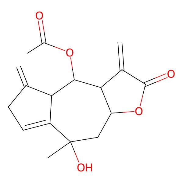2D Structure of [(3aS,5S,8aR,9R,9aR)-5-hydroxy-5-methyl-1,8-dimethylidene-2-oxo-3a,4,7,8a,9,9a-hexahydroazuleno[6,5-b]furan-9-yl] acetate