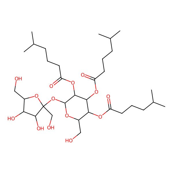 2D Structure of [6-[3,4-Dihydroxy-2,5-bis(hydroxymethyl)oxolan-2-yl]oxy-2-(hydroxymethyl)-4,5-bis(5-methylhexanoyloxy)oxan-3-yl] 5-methylhexanoate