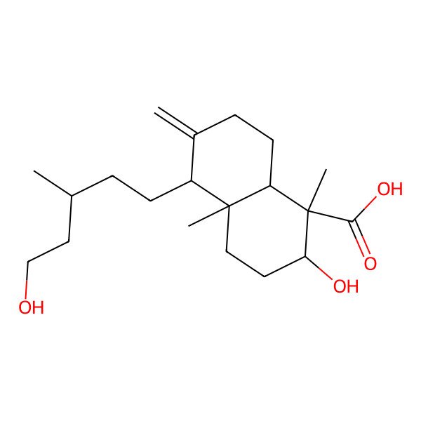 2D Structure of (1R,2R,4aR,5S,8aR)-2-hydroxy-5-[(3S)-5-hydroxy-3-methylpentyl]-1,4a-dimethyl-6-methylidene-3,4,5,7,8,8a-hexahydro-2H-naphthalene-1-carboxylic acid