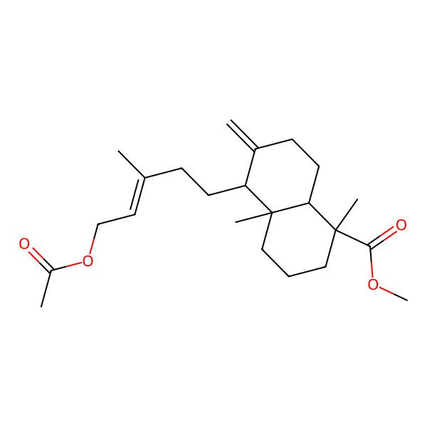 2D Structure of methyl 5-(5-acetyloxy-3-methylpent-3-enyl)-1,4a-dimethyl-6-methylidene-3,4,5,7,8,8a-hexahydro-2H-naphthalene-1-carboxylate