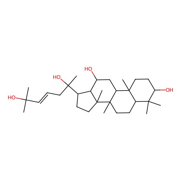 2D Structure of 17-(2,6-dihydroxy-6-methylhept-4-en-2-yl)-4,4,8,10,14-pentamethyl-2,3,5,6,7,9,11,12,13,15,16,17-dodecahydro-1H-cyclopenta[a]phenanthrene-3,12-diol